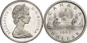 Canadá. 1965. Isabel II. 1 dólar. (KM. 64.1). Puntos grandes. AG. 23,37 g. EBC+.