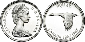Canadá. 1967. Isabel II. 1 dólar. (KM. 70). Centenario de La Confederación. Rayitas. AG. 23,23 g. EBC+.