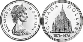 Canadá. 1976. Isabel II. 1 dólar. (KM. 106). Biblioteca del Parlamento. En estuche oficial. Ex Áureo & Calicó 31/01/2013, nº 4007. AG. S/C.