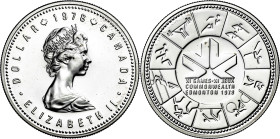 Canadá. 1978. Isabel II. dólar. (KM. 121). XI Juegos de la Commonwealth. AG. 23,15 g. S/C-.