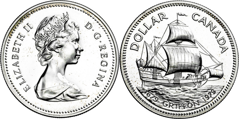 Canadá. 1979. Isabel II. 1 dólar. (KM. 124). Tercer centenario de la botadura de...