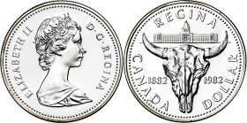 Canadá. 1982. Isabel II. 1 dólar. (KM. 133). Regina. En expositor. Ex Áureo & Calicó 31/01/2013, nº 4011. AG. 23,01 g. S/C.