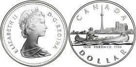 Canadá. 1984. Isabel II. 1 dólar. (KM. 140). 150 aniversario de la fundación de Toronto. AG. 31,13 g. Proof.