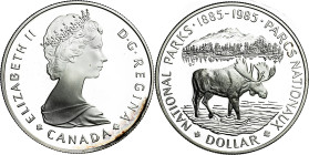 Canadá. 1985. Isabel II. 1 dólar. (KM. 143). Parques Nacionales. En estuche oficial con certificado. Ex Áureo & Calicó 31/01/2013, nº 4013. AG. 22,64 ...