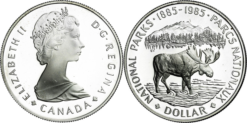 Canadá. 1985. Isabel II. 1 dólar. (KM. 143). Parques Nacionales. Pátina irregula...