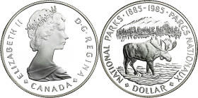Canadá. 1985. Isabel II. 1 dólar. (KM. 143). Parques Nacionales. AG. 23,22 g. Proof.