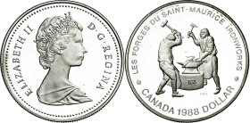 Canadá. 1988. Isabel II. 1 dólar. (KM. 161). Las forjas de Saint-Maurice. AG. 23,22 g. Proof.
