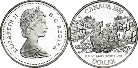 Canadá. 1989. Isabel II. 1 dólar. (KM. 168). Río Mackenzie. AG. 23,55 g. Proof.