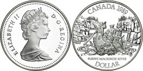 Canadá. 1989. Isabel II. 1 dólar. (KM. 168). Río Mackenzie. AG. 23,33 g. Proof.