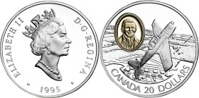 Canadá. 1995. Isabel II. 20 dólares. (KM. 271). Aviación - Fleet 80 Camuk. En estuche oficial con certificado. AG. 31,04 g. Proof.