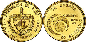 Cuba. 1979. 100 pesos. (Fr. 9) (KM. 45). Cumbre de países no alineados. AU. 12,02 g. S/C.