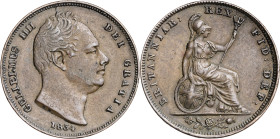 Gran Bretaña. 1834. Guillermo IV. 1 farthing. (KM. 705). 4,69 g. MBC/MBC+.