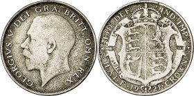 Gran Bretaña. 1921. Jorge V. 1/2 corona. (KM. 818.1a). AG. 13,71 g. BC+/MBC-.