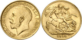 Gran Bretaña. 1913. Jorge V. 1 libra. (Fr. 404) (KM. 820). AU. 7,99 g. MBC/MBC+.