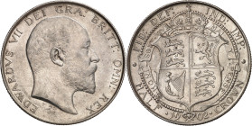 Gran Bretaña. 1902. Eduardo VII. 1/2 corona. (KM. 802). Brillo original. AG. 14,14 g. EBC/EBC+.