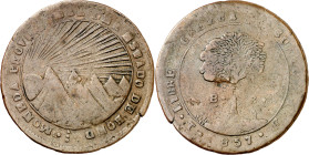 Honduras. 1857. T-FL. 8 reales. (KM. 21a). CU. 14,75 g. MBC-.