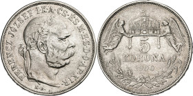 Hungría. 1900. Francisco José I. KB (Kremnitz). 5 coronas. (KM. 488). AG. 23,76 g. MBC-.