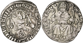 Italia. Milán. Galeazo II Visconti (1355-1378). Grosso de 1 1/2 sueldo. (MIR. 108). AG. 2,58 g. MBC.