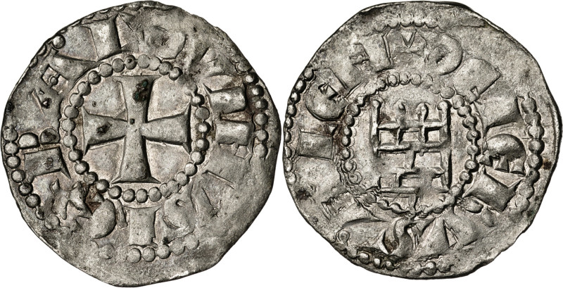 Reino Cruzado de Jerusalén. Balduino III (1143-1163). Dinero. (MPS. 7). AG. 0,82...