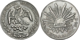 México. 1894. (México). AM. 8 reales. (KM. 377.10). Golpecitos. Pátina. AG. 27,03 g. MBC+.