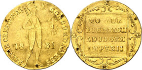 Países Bajos. 1831. 1 ducado. (Fr. 331) (KM. 50.1). Sirvió como joya. AU. 3,44 g. (MBC).