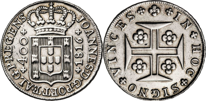 Portugal. 1816. Juan, príncipe regente. 400 reis. (KM. 331). Resto de soldadura ...