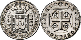 Portugal. 1816. Juan, príncipe regente. 400 reis. (KM. 331). Resto de soldadura en canto. AG. 13,60 g. (MBC+).