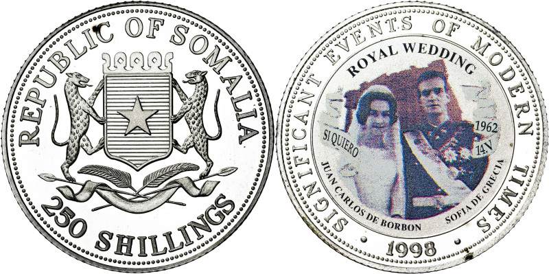 Somalia. 1998. 250 chelines. (KM. falta). Eventos significativos - Boda real ent...