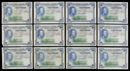 1925. 100 pesetas. (Ed. B107a) (Ed. 323a). 1 de julio, Felipe II. 12 billetes, serie B. BC/MBC-.