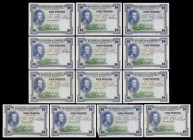 1925. 100 pesetas. (Ed. B107a y C1) (Ed. 323a y 350). 1 de julio, Felipe II. 13 billetes, serie D. BC/MBC.