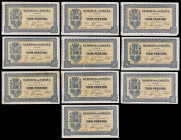 1937. Gijón. 100 pesetas. (Ed. C50) (Ed. 399). Septiembre. 10 billetes. EBC/EBC+.