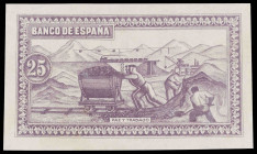 1937. Gijón. 25 pesetas. (Ed. NE29p) (Ed. NE29p). Prueba de reverso. Punto de aguja. EBC+.