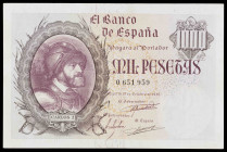 1940. 1000 pesetas. (Ed. D46) (Ed. 445). 21 de octubre, Carlos I. Raro. MBC.