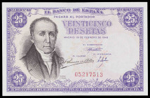 1946. 25 pesetas. (Ed. D51) (Ed. 450). 19 de febrero, Flórez Estrada. Sin serie. Leve doblez central. EBC+.