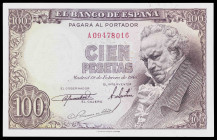 1946. 100 pesetas. (Ed. D52a) (Ed. 451a). 19 de febrero, Goya. Serie A. MBC+.