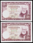 1951. 50 pesetas. (Ed. D63a) (Ed. 462a). 31 de diciembre, Rusiñol. Pareja correlativa, serie B. S/C-.