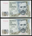 1979. 1000 pesetas. (Ed. E3) (Ed. 477). 23 de octubre, Pérez Galdós. Pareja correlativa, sin serie. Apresto original. S/C.