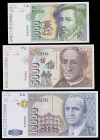 1992. 1000, 5000 y 10000 pesetas. 3 billetes, todos sin serie. A examinar. EBC-/S/C-.