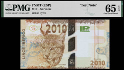 2010. Billete de demostración, realizado por la FNMT, dedicado al lince ibérico (lynx pardinus) en diversas posiciones y detalles. El mismo motivo, la...