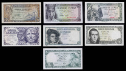 1940 a 1954. 5 pesetas. (Ed. D44a, D47a, D50, D55a, D56a, D60a y D67) (Ed. 443a, 446a, 449, 454a, 455a, 459a y 466). billetes distintos, dos sin serie...