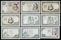 1946 a 1971. 1000 pesetas. (Ed. D54, D59, D64, D64a, D70a, D72, D72a y D75) (Ed. 453, 458, 463, 463a, 469b, 471, 471a y 474). 9 billetes, alguno sin s...
