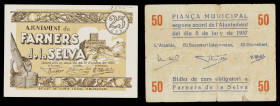 Farners de la Selva. 25 y 50 céntimos. (T. 1146 y 1149). 2 billetes. BC+/MBC+.
