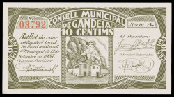 Gandesa. 10 céntimos. (T. 1257). Escaso así. EBC.