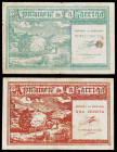 La Garriga. 25 céntimos y 1 peseta. (T. 1270 y 1271). 2 billetes, serie completa. BC/BC+.