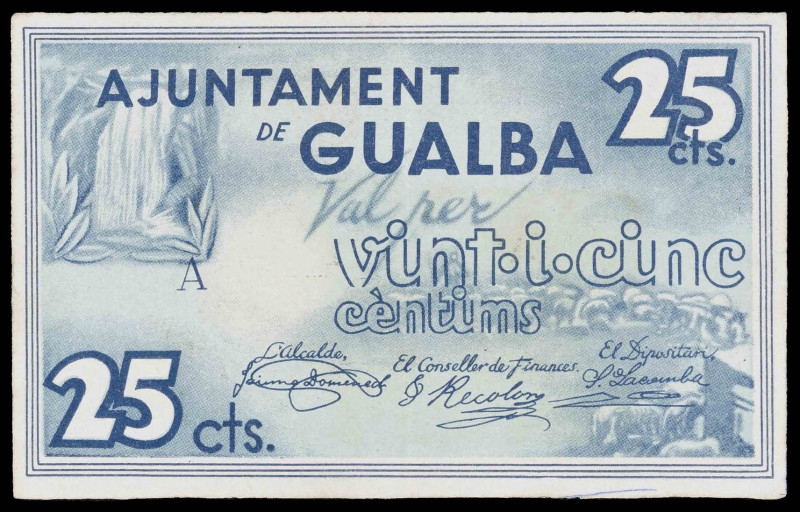 Gualba. 25 céntimos. (T. 1371). MBC+.