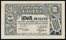 Juneda. 1 peseta. (T. 1480). Escaso. MBC-.