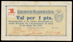 Maçanet de la Selva. 1 peseta. (T. 1586). Escaso. MBC-.