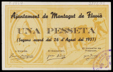 Montagut de Fluvià. 1 peseta. (T. 1759). Raro. MBC+.