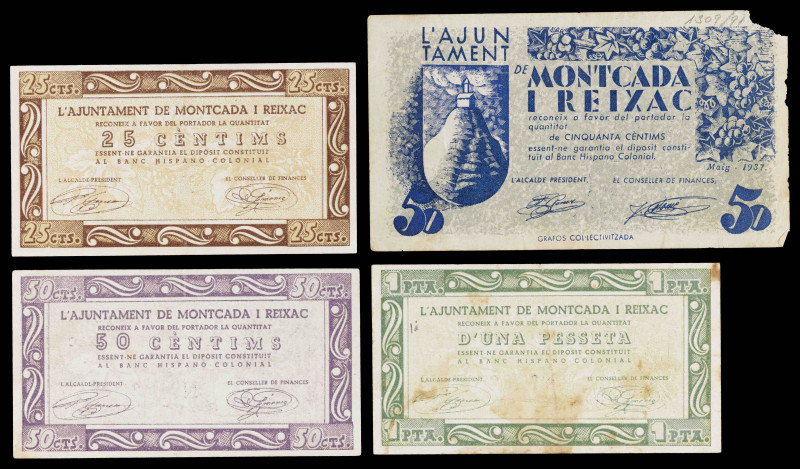 Montcada i Reixac. 25, 50 céntimos (dos) y 1 peseta. (T. 1791c, 1793b, 1794b y 1...
