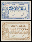 Olesa de Montserrat. 25 céntimos (dos) y 1 peseta. (T. 1927 y 1929). Escasos así. EBC/EBC+.